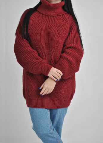 Темно-красный зимний удлиненный свитер Berta Lucci
