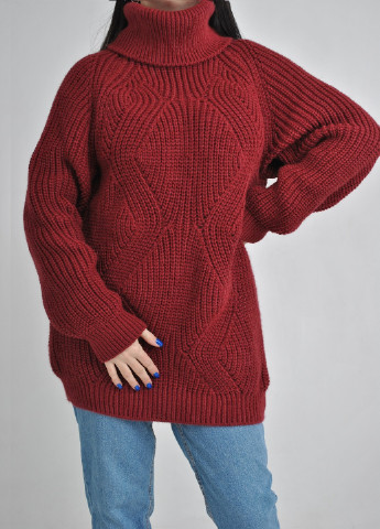 Темно-червоний зимовий подовжений теплий светр Berta Lucci