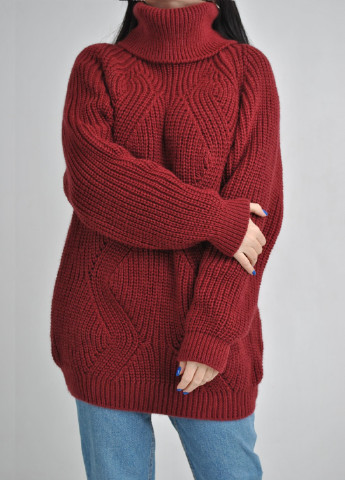 Темно-червоний зимовий подовжений теплий светр Berta Lucci