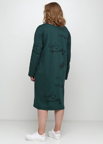 Темно-зеленое кэжуал платье оверсайз Moda in Italy с надписью