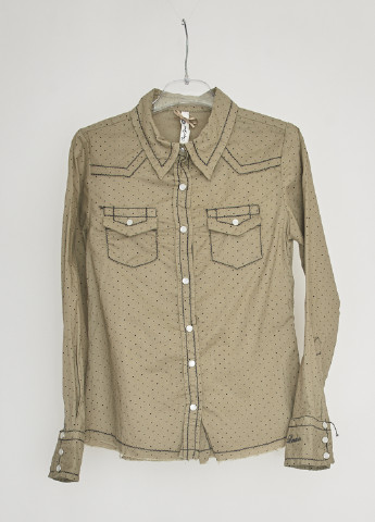 Оливковковая (хаки) кэжуал рубашка в горошек Pepe Jeans