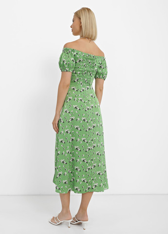 Зелена кежуал сукня з відкритими плечима Braska з квітковим принтом