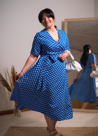 Синя кежуал жіноча сукня з пишною спідницею V.O.G. однотонна