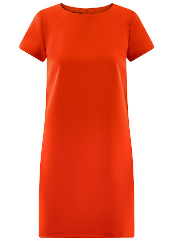Оранжевое деловое платье короткое Oodji однотонное