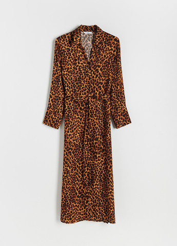 Коралова кежуал сукня сорочка Reserved леопардовий