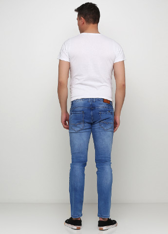 Темно-голубые демисезонные зауженные джинсы Made in Italy