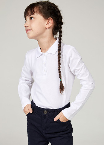 Белая детская футболка-комплект(полло с длинным и коротким рукавом) для девочки DeFacto