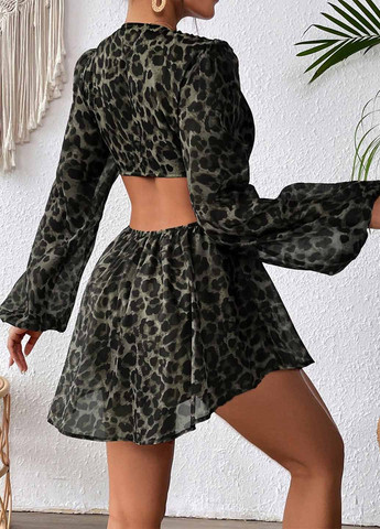 Комбінезон SHEIN комбінезон-шорти леопардовий комбінований кежуал поліестер