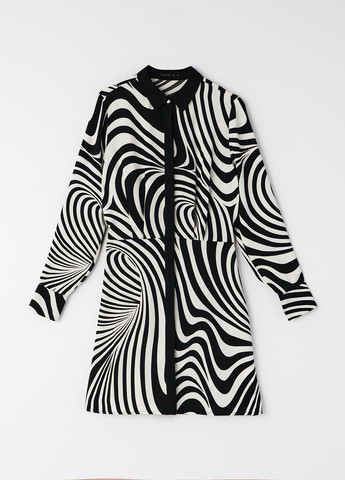 Черно-белое кэжуал платье рубашка Mohito зебра