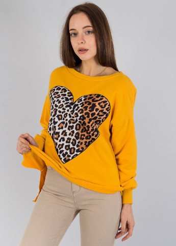 Світшоти Bebe Plus - Прямий крій леопардовий жовтий кежуал бавовна - (253381944)