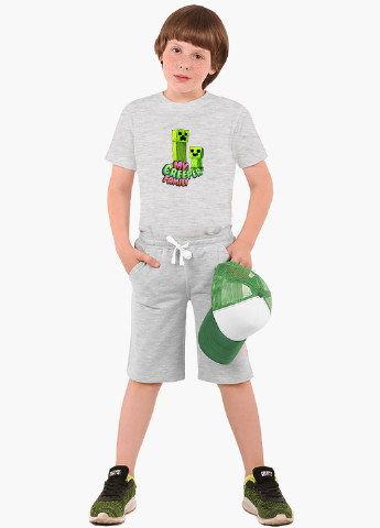 Светло-серая демисезонная футболка детская майнкрафт (minecraft)(9224-1176) MobiPrint