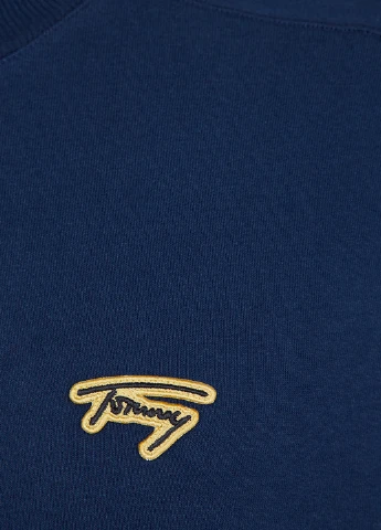 Синий свитшот Tommy Jeans однотонный вышивка (274259948)