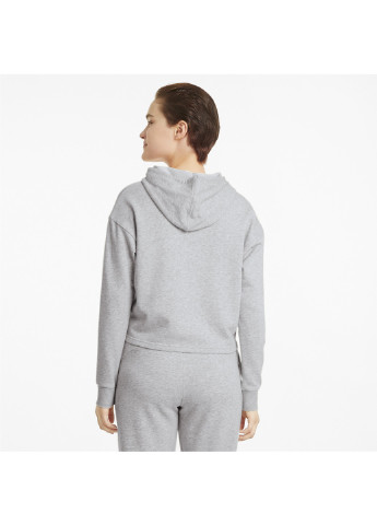 Сіра спортивна толстовка essentials logo cropped women's hoodie Puma однотонна
