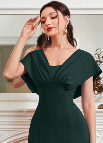 Темно-зеленое кэжуал платье в стиле ампир, клеш SHEIN однотонное