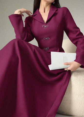 Сливова вечірня, кежуал сукня з спідницею-сонце, футляр SHEIN однотонна