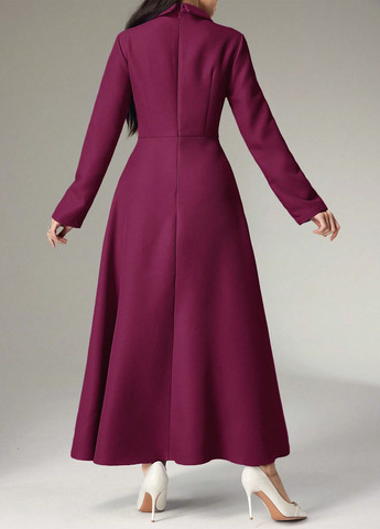 Сливова вечірня, кежуал сукня з спідницею-сонце, футляр SHEIN однотонна