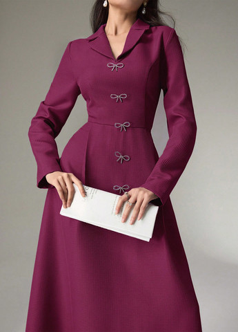 Сливова вечірня, кежуал сукня з спідницею-сонце, футляр SHEIN однотонна