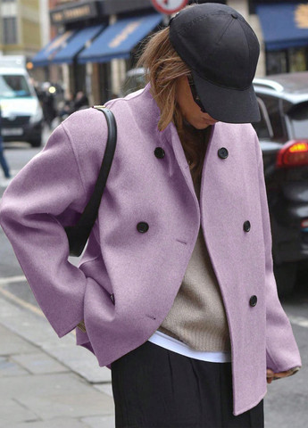 Лілове демісезонне Пальто двобортне SHEIN