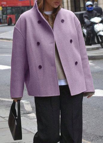 Лілове демісезонне Пальто двобортне SHEIN