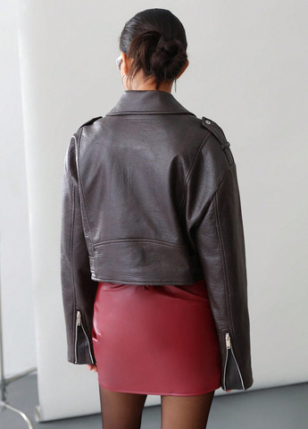 Темно-коричнева демісезонна куртка косуха SHEIN