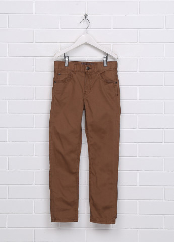 Коричневые джинсовые демисезонные брюки прямые H&M