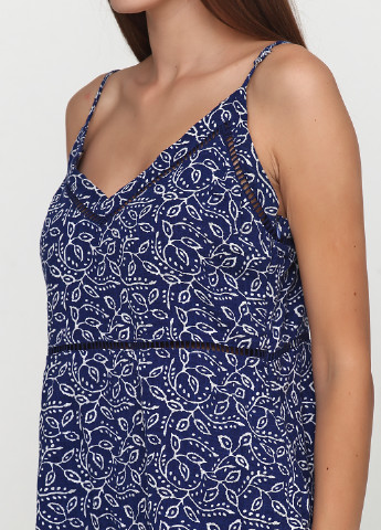 Синее кэжуал платье клеш Miami by Francesca's с цветочным принтом