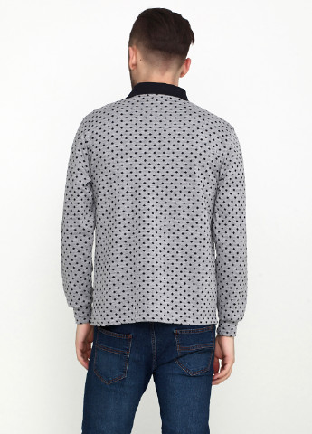 Серая футболка-поло для мужчин Clartex с геометрическим узором