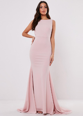 Светло-розовое вечернее платье с открытой спиной, годе Missguided однотонное