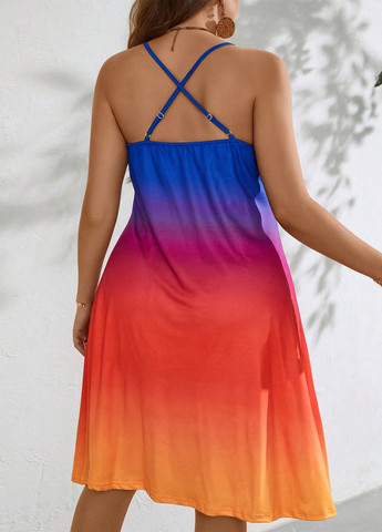 Комбинированное кэжуал платье а-силуэт SHEIN градиентное ("омбре")