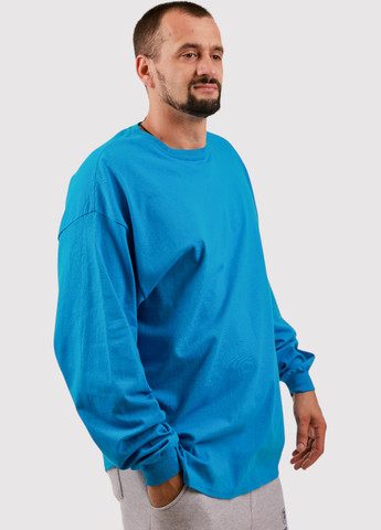 Лонгслів Gildan однотонний блакитний кежуали трикотаж, бавовна