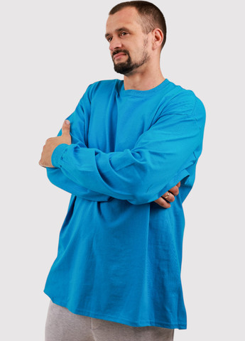 Лонгслів Gildan однотонний блакитний кежуали трикотаж, бавовна