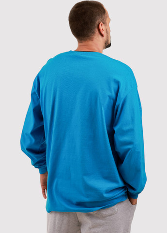 Лонгслів Gildan однотонний блакитний кежуали трикотаж, бавовна