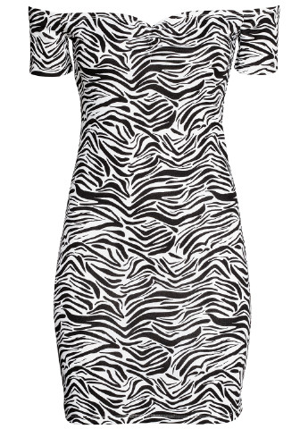 Чорно-білий кежуал сукня сукня-футболка H&M з тваринним принтом