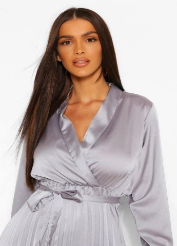 Сіра кежуал плаття, сукня Boohoo однотонна