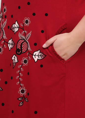 Бордовое кэжуал платье ROMEO LIFE с цветочным принтом