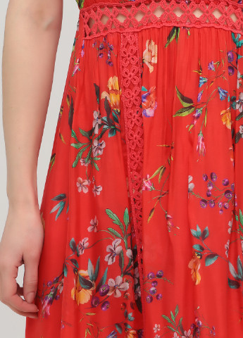 Темно-красное кэжуал платье в стиле ампир Sarah Chole с цветочным принтом