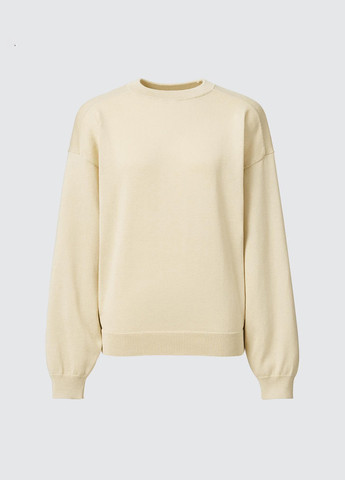 Бежевый свитшот Uniqlo однотонный без декора (296802939)