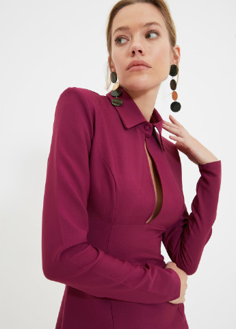 Бордовое кэжуал платье футляр Trendyol