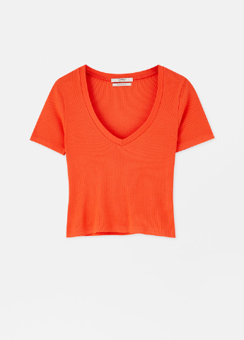 Оранжевая летняя футболка Pull & Bear