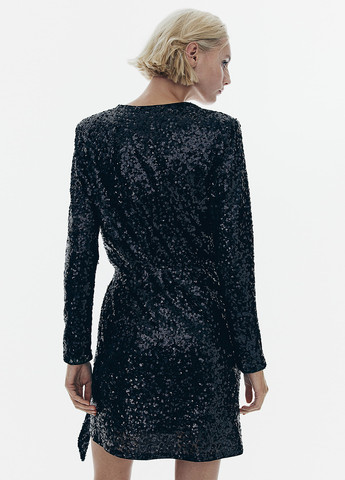 Черно-белое праздничный, вечернее платье на запах H&M однотонное