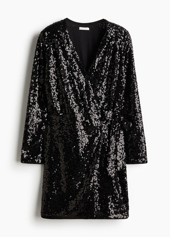 Черно-белое праздничный, вечернее платье на запах H&M однотонное