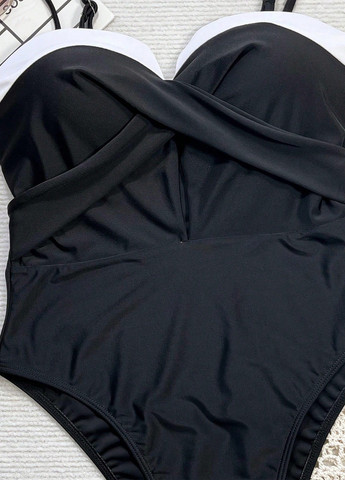 Чорно-білий літній купальник майо, суцільний SHEIN