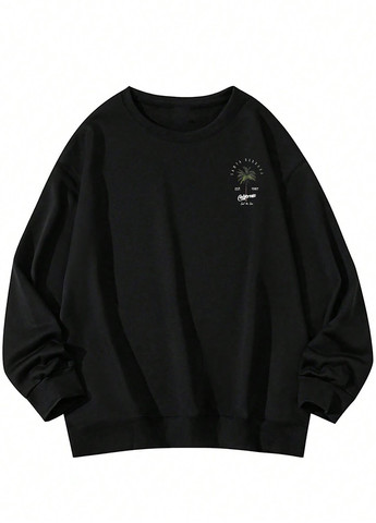 Чорний світшот SHEIN малюнок без декору (324028174)