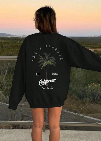 Чорний світшот SHEIN малюнок без декору (324028174)