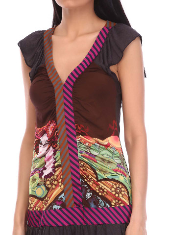 Бронзовое кэжуал платье Custo Barcelona с абстрактным узором