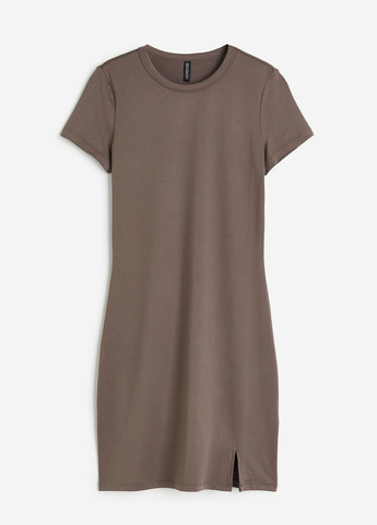 Серо-коричневое кэжуал платье платье-футболка H&M однотонное