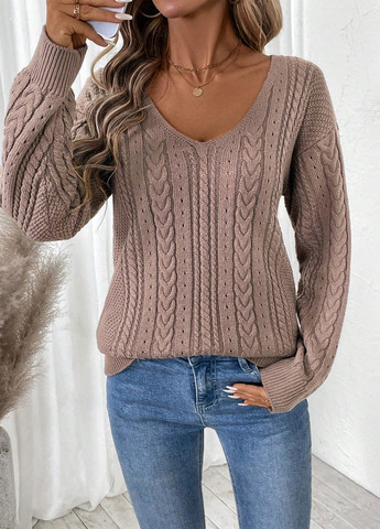 Розово-коричневый демисезонный пуловер пуловер SHEIN