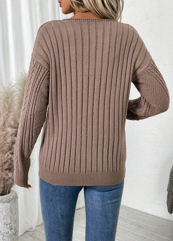 Розово-коричневый демисезонный пуловер пуловер SHEIN