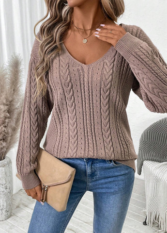 Розово-коричневый демисезонный пуловер пуловер SHEIN