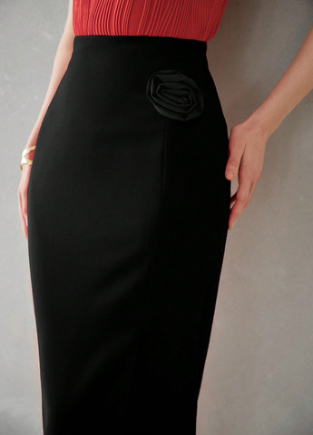 Черная вечерний, кэжуал однотонная юбка SHEIN карандаш